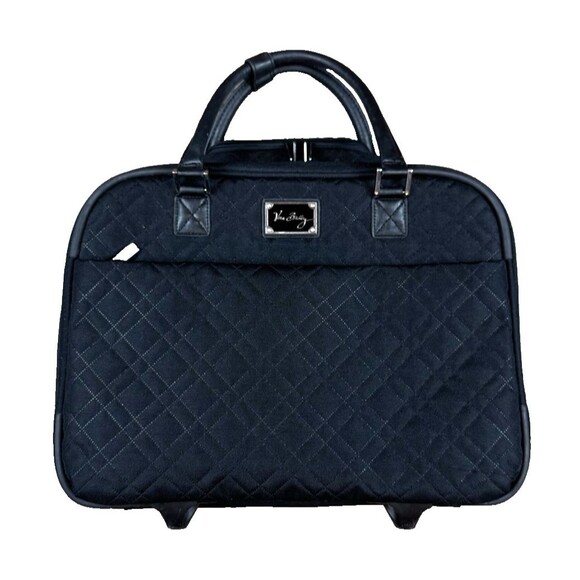 Vera Bradley Rolling Laptop Bag Black Quilted Work Tote Wheeled Carry On Travel - Picture 1 of 15